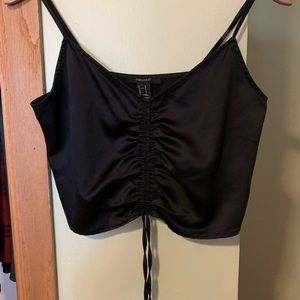 black cropped forever 21 tank top ruched
